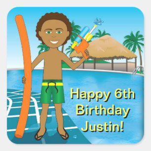 Sticker Carré Invitation de la partie de pool