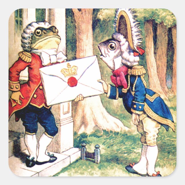 Sticker Carré Invitation de la Reine des Coeurs au pays des merv (Devant)