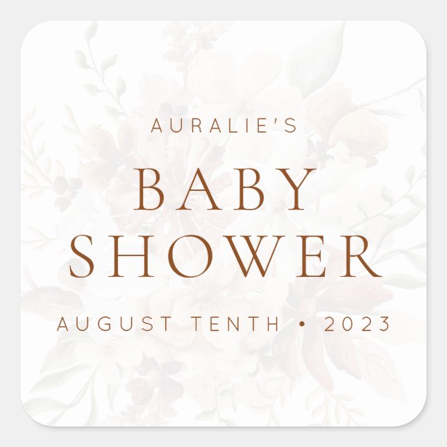 Sticker Carré Invitation et Favori Floral Rustique Wild Bloom (Devant)