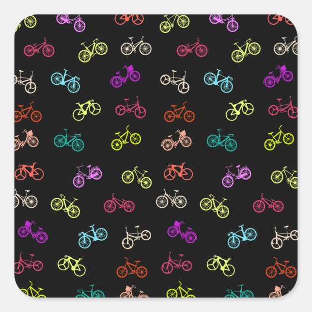 Sticker Carré Invitation motif à vélo (Devant)