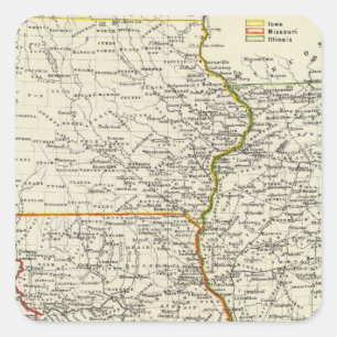 Sticker Carré Iowa, Missouri et Illinois
