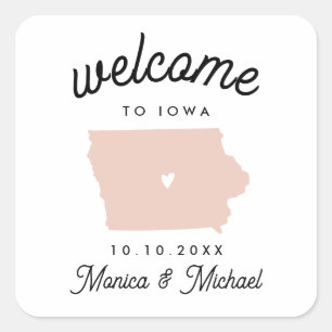 Sticker Carré IOWA State Destination Mariage N'IMPORTE QUELLE CO