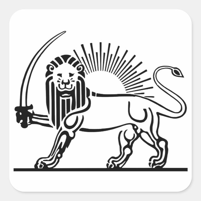 Sticker Carré Iran Lion & Soleil (Shir-O-Khorshid) (Devant)