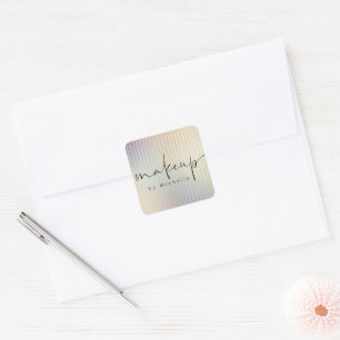 Sticker Carré Iridescente Moderne Script maquillage Artiste Mono