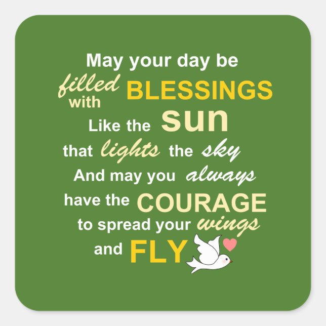 Sticker Carré Irish Blessing for Courage - Typographie en vert (Devant)