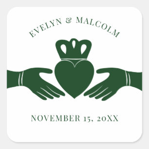 Sticker Carré Irlandais Claddagh Ring Simple Graphic Green Maria