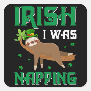Sticker Carré Irlandais j'ai enlevé Sloth Jour de l'Saint Patri