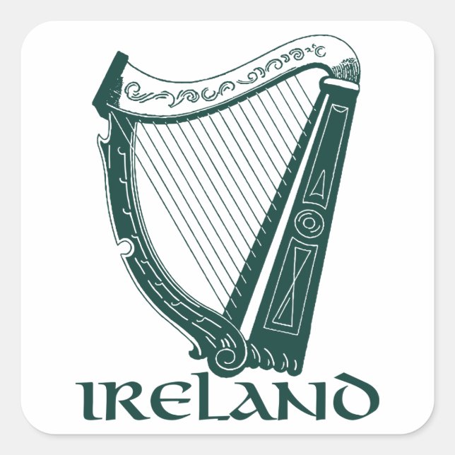 Sticker Carré Irlande Harp Design, Irish Harp (Devant)