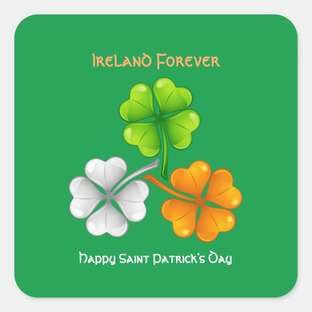 Sticker Carré Irlande Un Shamrock toujours chanceux (Devant)