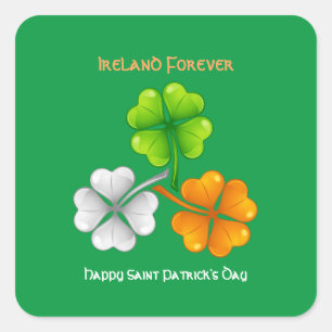 Sticker Carré Irlande Un Shamrock toujours chanceux