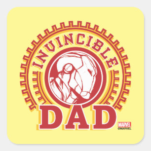 Sticker Carré Iron Man   Logo Papa Invincible