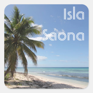 Sticker Carré Isla Saona Caribbean Paradise Beach
