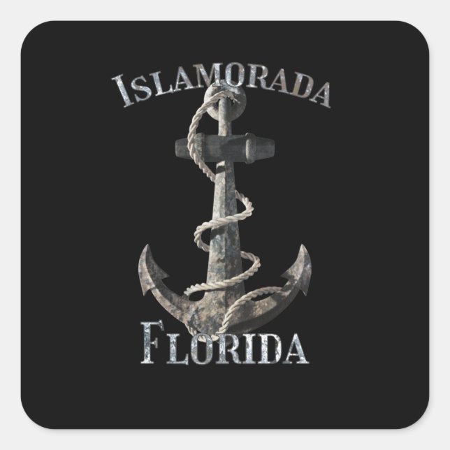 Sticker Carré Islamorada Florida Keys vacances Ancre nautique (Devant)