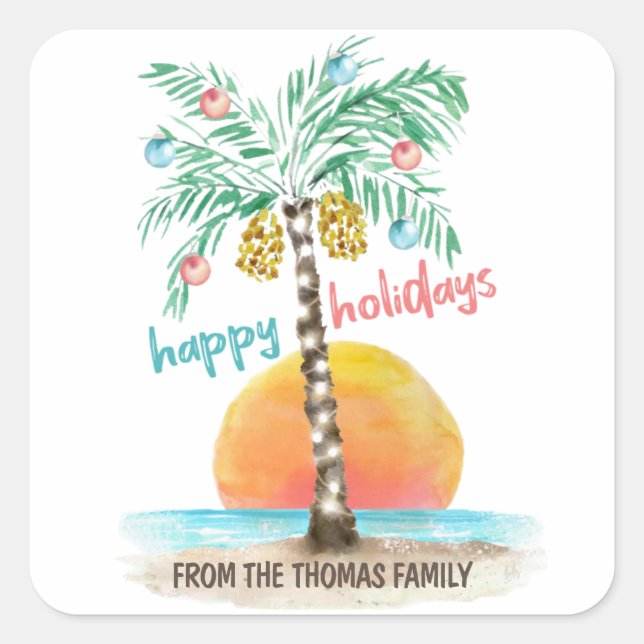 Sticker Carré Island Holiday Plage tropicale Palm Christmas (Devant)