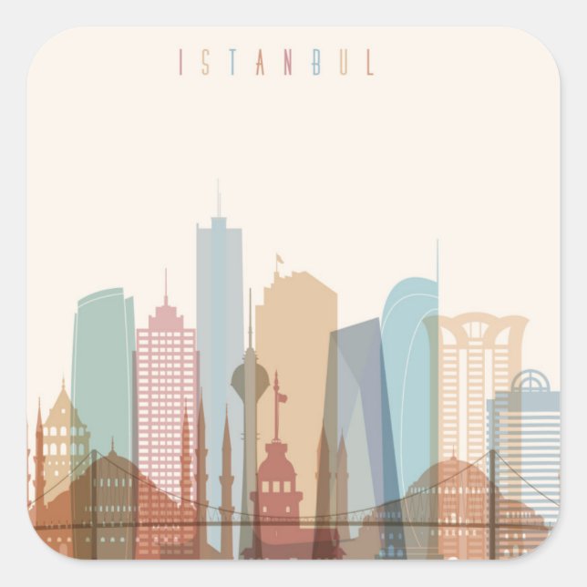 Sticker Carré Istanbul, Turquie | Ville Skyline (Devant)