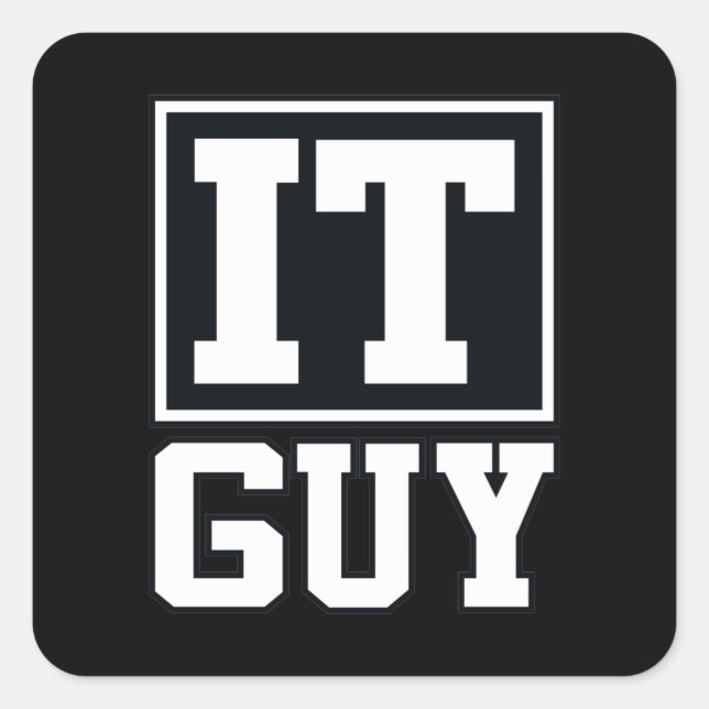 Sticker Carré IT Guy Computer Tech Software Geek (Devant)