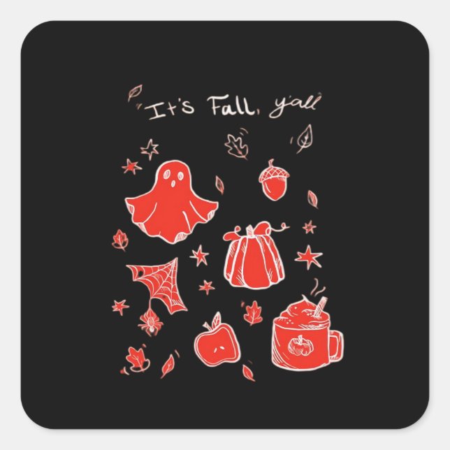 Sticker Carré It’s Fall Y’all Minimal Clean (Devant)