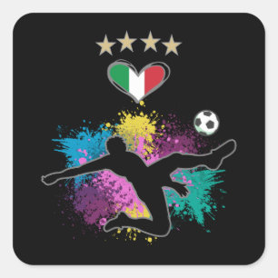 Sticker Carré Italie Football Fan Chemise Drapeau de football