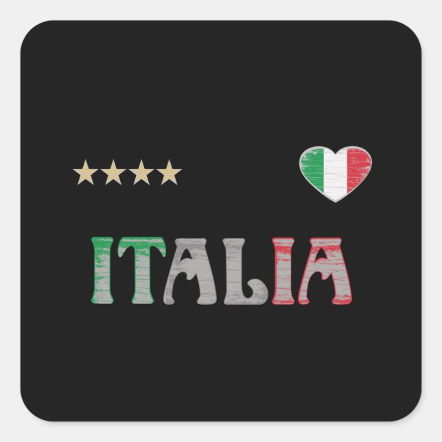 Sticker Carré Italie Football Fan Shirt Drapeau (Devant)