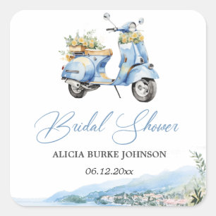 Sticker Carré Italie méditerranéenne Amalfi Vespa Enterrement de