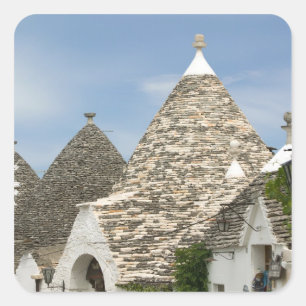Sticker Carré Italie, Pouilles, Alberobello, Terra dei Trulli,