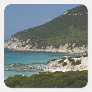 Sticker Carré Italie, Sardaigne, Solanas. Plage.
