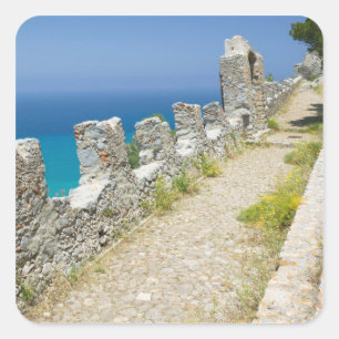 Sticker Carré Italie, Sicile, Cefalu, Cliffside Walkway, La