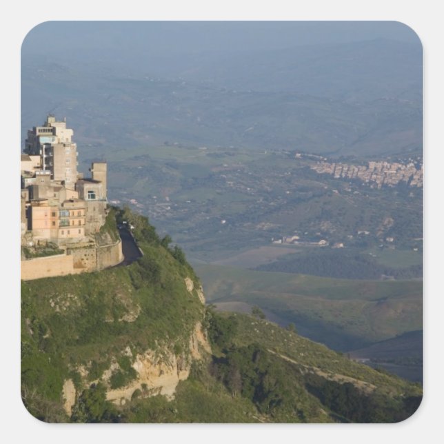 Sticker Carré Italie, Sicile, Enna, Vue ville de Rocca di (Devant)