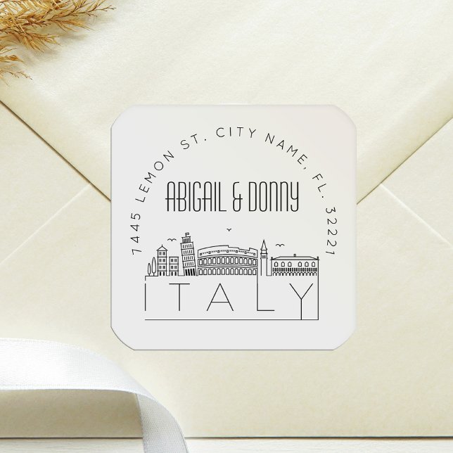 Sticker Carré Italie Skyline | Sceau d'enveloppe préadressé (Créateur téléchargé)