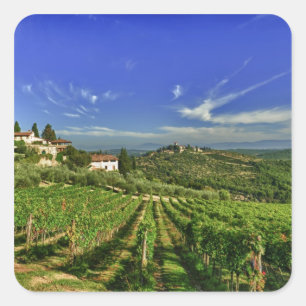 Sticker Carré Italie, Toscane, Greve. Les vignobles du Castello