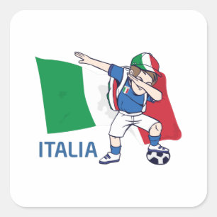 Sticker Carré Italie Ventilateur de football Enfant dabbing écob