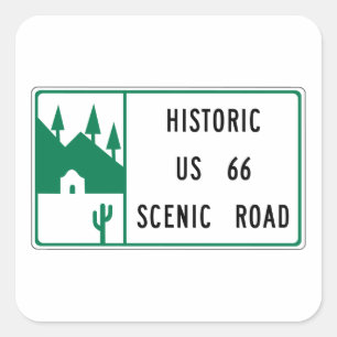Sticker Carré Itinéraire 66 - Route pittoresque des USA 66