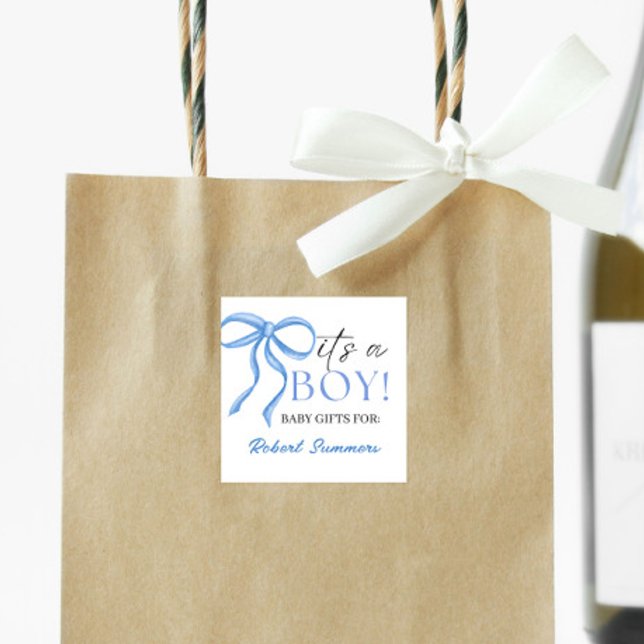 Sticker Carré It's a Boy Blue ribbon (Créateur téléchargé)