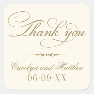 Sticker Carré Ivoire vintage et Merci de monogramme antique