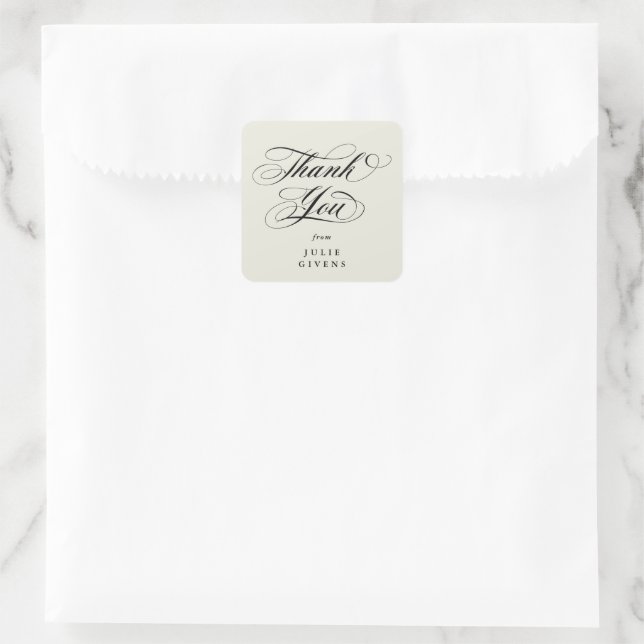 Sticker Carré Ivory Elegant Script Graduation Merci (Sac)