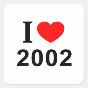 STICKER CARRÉ J'❤️ 2002 J'AIME 2002 J'AI LE COEUR POUR 2002