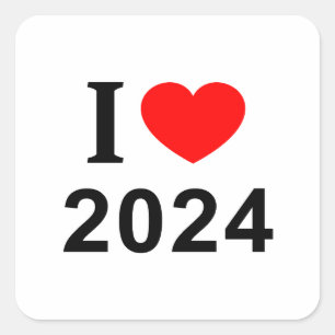 STICKER CARRÉ J' ❤️ 2024 J'AIME 2024 J'AI À CŒUR 2024