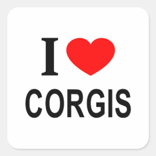 STICKER CARRÉ J'❤️ CORGIS J'AIME LE CORGIS J'AIME LE CORGIS DU C