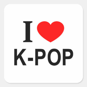 STICKER CARRÉ J'❤️ K-POP I LOVE K-POP I HEART K-POP