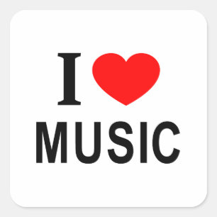 STICKER CARRÉ J' ❤️ LA MUSIQUE J'AIME LA MUSIQUE J'ADORE LA MUSI