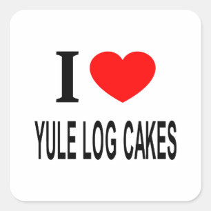 STICKER CARRÉ J' ❤️ LES GÂTEAUX BÛCHE DE NOËL J'AIME LES GÂTEAUX