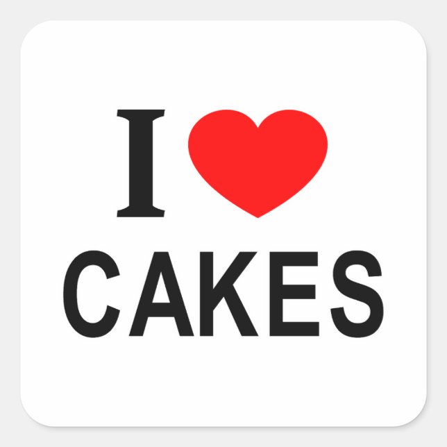 STICKER CARRÉ J'❤️ LES GÂTEAUX J'AIME LES GÂTEAUX J'AIME LES GÂT (Devant)