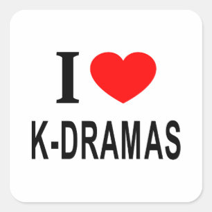 Sticker Carré J' ❤️ les K-DRAMAS J'AIME les K-DRAMAS J'AI LE CŒU