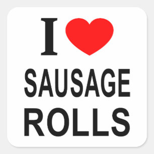 STICKER CARRÉ J'❤️ LES ROLLITOS DE SAUCISSE J'AIME LES ROLLITOS