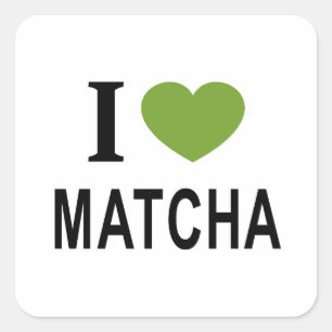 STICKER CARRÉ J'❤️ MATCHA J'AIME MATCHA I COEUR MATCHA