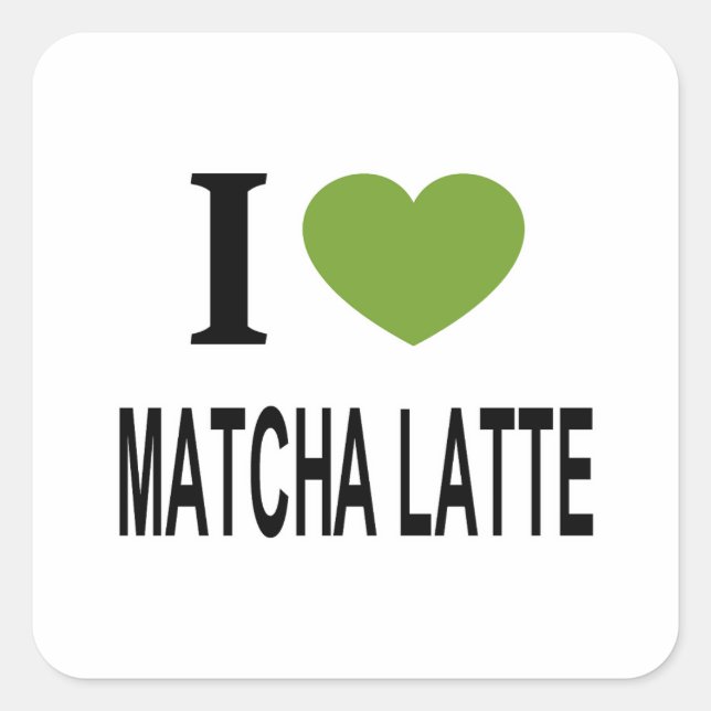 STICKER CARRÉ J'❤️ MATCHA LATTE J'AIME MATCHA LATTE I COEUR MATC (Devant)