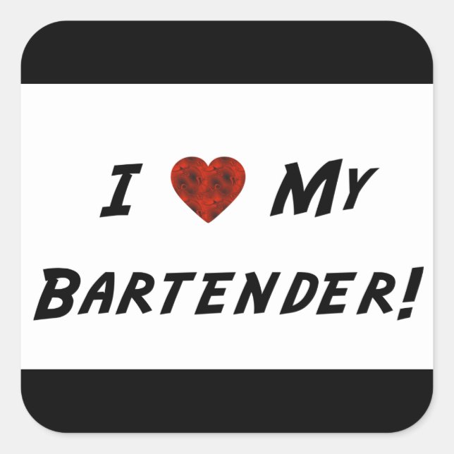 Sticker Carré J'♥ Mon barman ! (Devant)