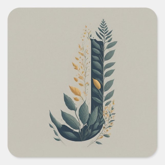 Sticker Carré J Monogramme botanique (Devant)