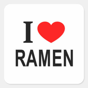 STICKER CARRÉ J'❤️ RAMEN J'AIME RAMEN J'AIME RAMEN CARRÉ BÂTON