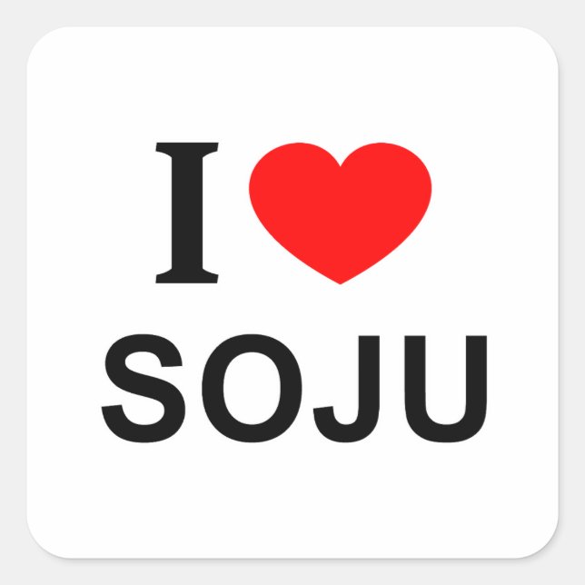 STICKER CARRÉ J'❤️ SOJU J'AIME SOJU I COEUR SOJU (Devant)
